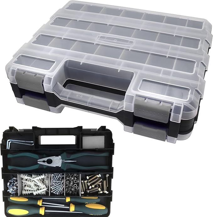 Double Side Tool Box Organizer, Hardware Storage Box, Portable Small Parts by BUSY-CORNER