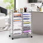 COSTWAY 15 Drawer Rolling Storage Cart, Utility Tools Paper Organizer on Wheels - Image 2