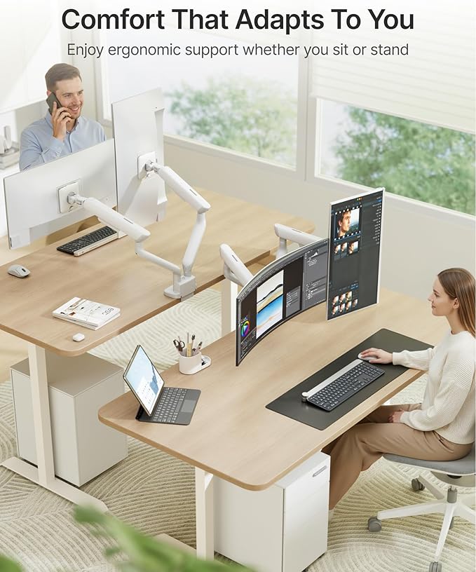 monTEK Dual Monitor Arm with USB, Mechanical Spring Monitor Arm - Image 8