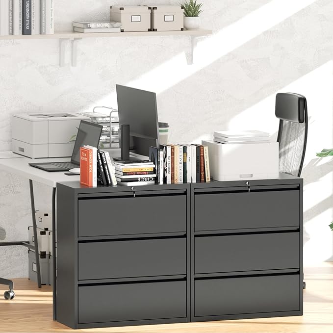 Greenvelly 3 Drawer File Cabinet, Metal Filing Cabinet - Image 8