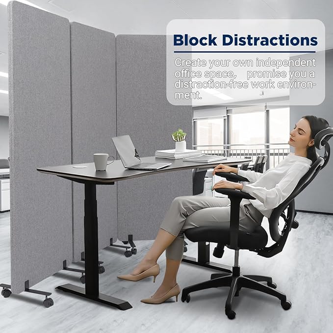 Sound Proof Dividers w/Wheels, Portable Office Wall Divider - Image 6