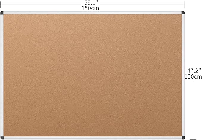 VIZ-PRO Large Cork Bulletin Board, 60 X 48 Inches, Wall-Mounted Corkboard - Image 2