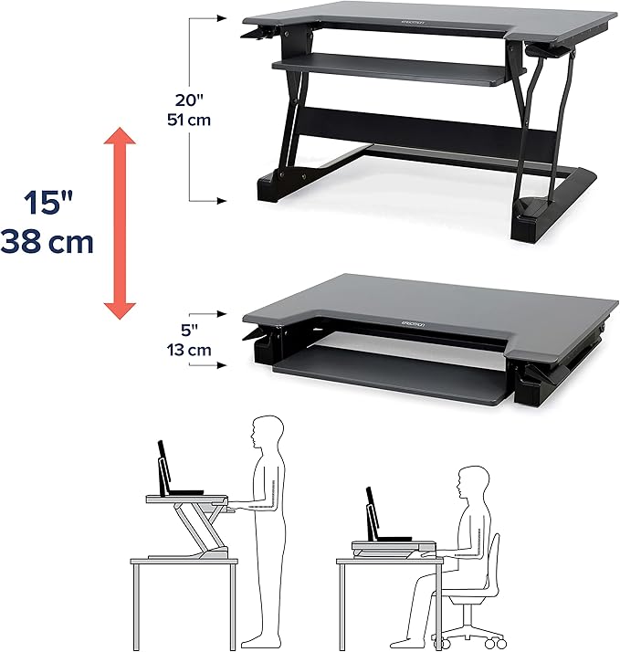 Ergotron – WorkFit-T Standing Desk Converter, Dual Monitor Sit Stand Desk Riser - Image 3