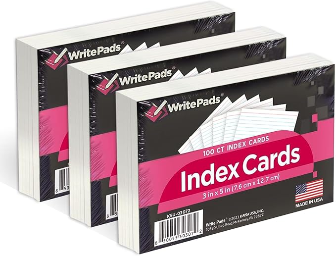 KAISA Lined Index Card 3"x5" Index Cards Flashcards, Blank on Back Index Cards by KAISA