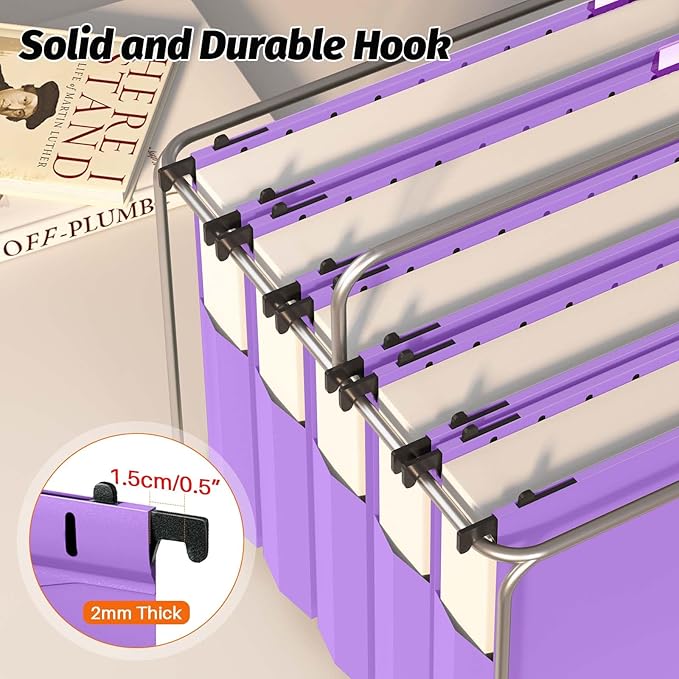 Shutex Extra Capacity Plastic Hanging File Folders, 12 Pack Reinforced - Image 5