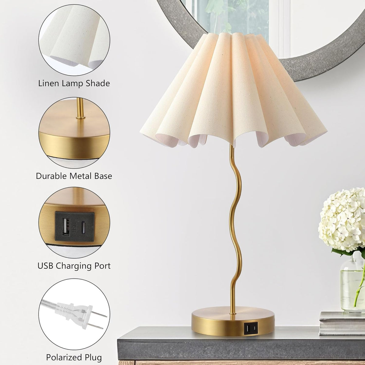 EOEYYOYB Pleated Table Lamp, Table Lamp for Bedroom, Bedside Lamps for Nights...