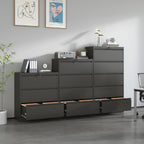 4 drawer lateral file cabinet with lock black shown in use