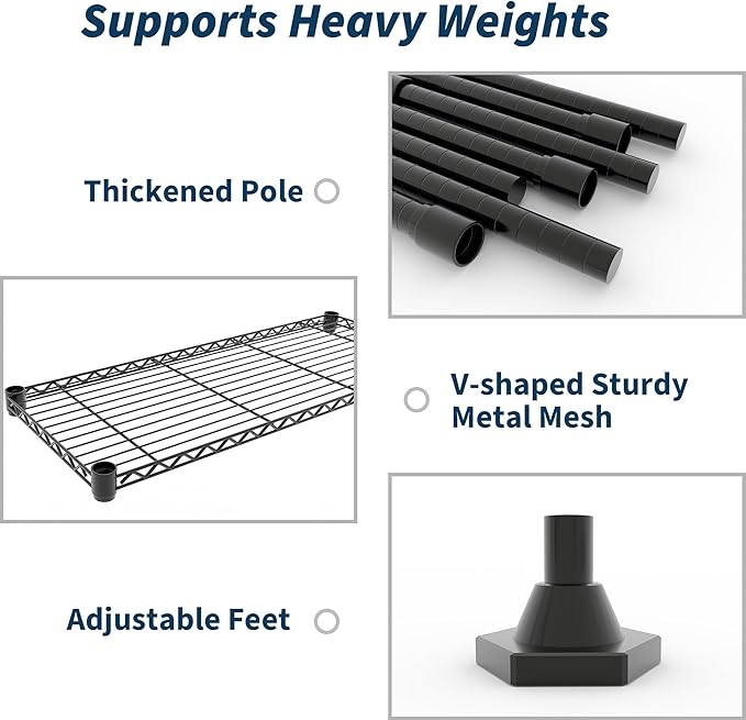 MilleLoom Metal Storage Shelves 4-Tiers, Adjustable Standing Wire Rack Shelf - Image 7