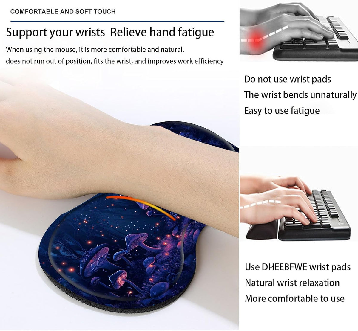 Keyboard Mouse Pad Set,Large Desk Pad+Keyboard Wrist Rest+Mouse Wrist Support...