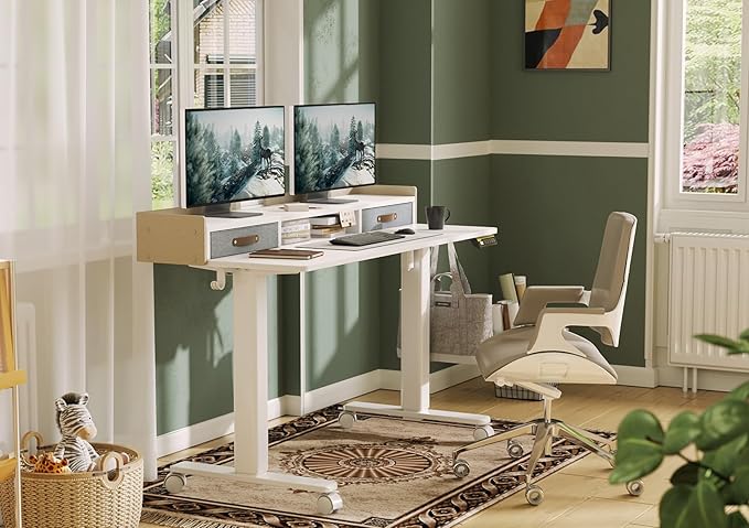 Claiks Standing Desk with Drawers, Stand Up Electric Standing Desk Adjustable - Image 2