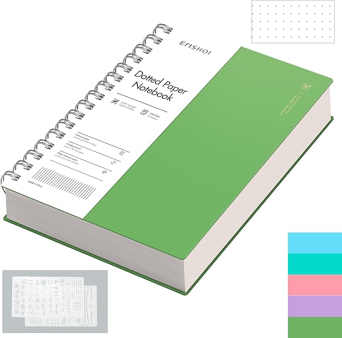 EMSHOI Spiral Dotted Notebook, Dot Grid Journal, 5.7"x8.22" A5 Size, 300 by EMSHOI