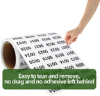 Continuous Digital Sticker Label 0001-2000, Waterproof and Durable Serial Number Label Sticker, Number Stickers for Item Classification, Inventory Management, Document Numbering (Silver)