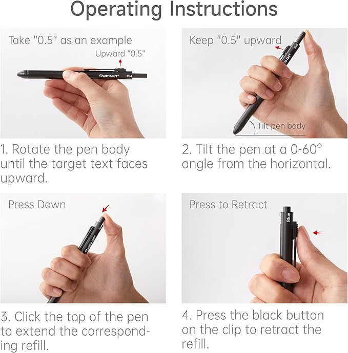 Shuttle Art 4 in 1 Multicolor Pen, 2 Pack Retractable Ballpoint Pens - Image 8