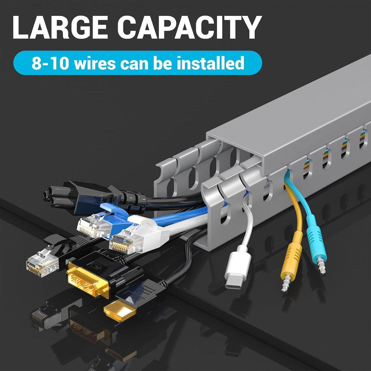 Open Slot Wire Duct Kit, 125.6"(8 x 15.7) Server Rack Cable Management, ...