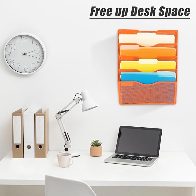 EASEPRES 5 Pocket Mesh Hanging Wall File Organizer, Wall Mounted Mail Paper - Image 7