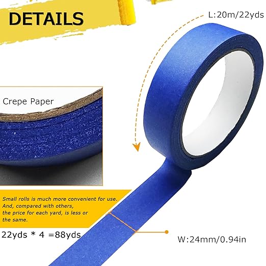 4 Rolls Premium Painters Tape, Masking Tape, Paint Tape - Image 2