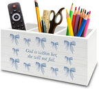 XPH Blue Coquette Bow Christian Pen Pencil Holder Organizer by XPH