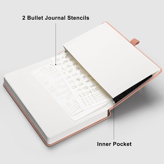 RETTACY Bullet Dotted Journal Notebook, 256 Pages, A5 Medium Size, Leather - Image 7
