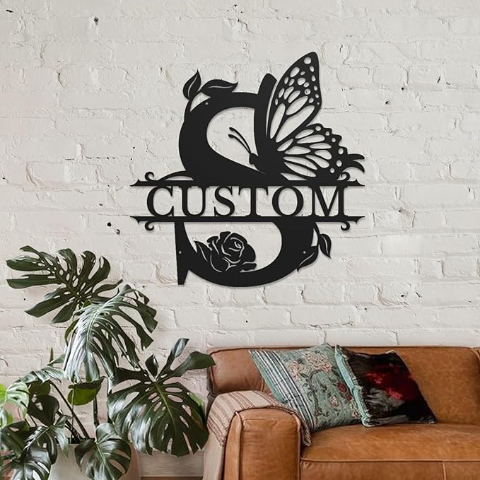 Personalized Custom Letter Name metal Signs, Custom Black Letter Monogram Wall - Image 3