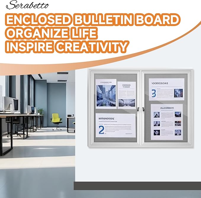 Enclosed Bulletin Board with Locking Door, Outdoor Bulletin Board Weatherproof - Image 7