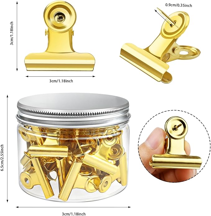 30 Pieces Push Pins Clips Gold Thumb Tacks - Image 2