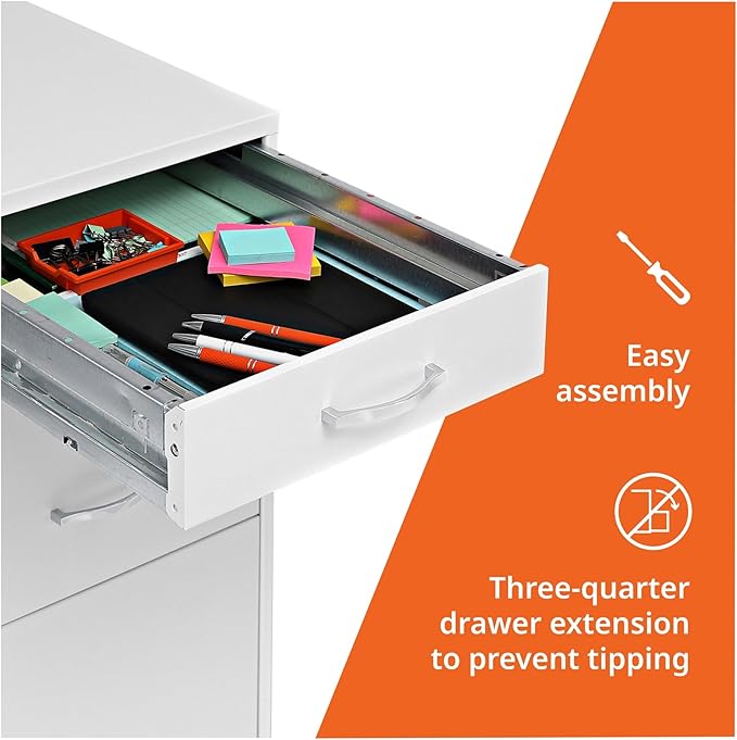 Lorell LYS SOHO Box/File/File Mobile White File Cabinet, 3 Drawer, 26.5 x 14.3 - Image 6