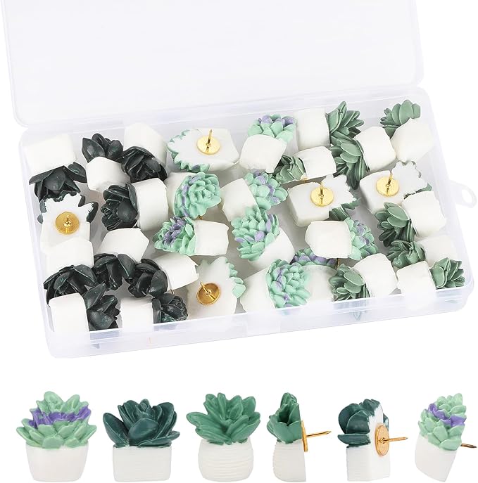 30Pcs Decorative Pushpins Succulent Plants Thumb Tacks by acDesign