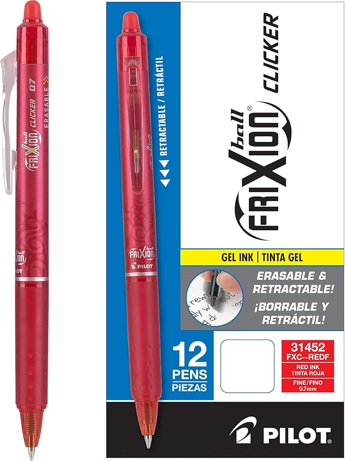 Pilot FriXion Clicker Erasable Gel Pens, Fine Point, Smooth Writing Pens by PilotCorporationofAmerica