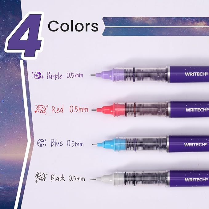 WRITECH Liquid Ink Rollerball Pens: 0.5mm Assorted Color Ink Fine Point Tip - Image 2