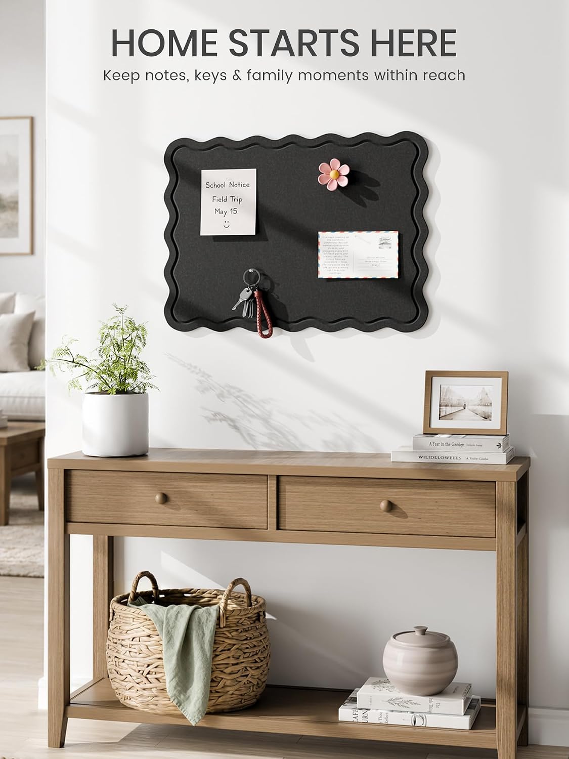 Fluxynara Scalloped Felt Bulletin Board, 23.6"x17.1", Black