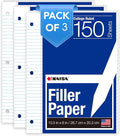 Kaisa3 Pack Notebook Paper College Ruled 3-Hole Punched Loose Leaf Paper 8x10.5 by KAISA