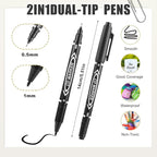 Sibba 20 PCS Dual-Tip Black Drawing Pens 0.5/1mm Bold & Fine Paint Markers - Image 2