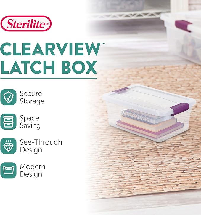 Sterilite 24-Pack 6 Quart ClearView Latch Box, Stackable Organizer Bins - Image 2