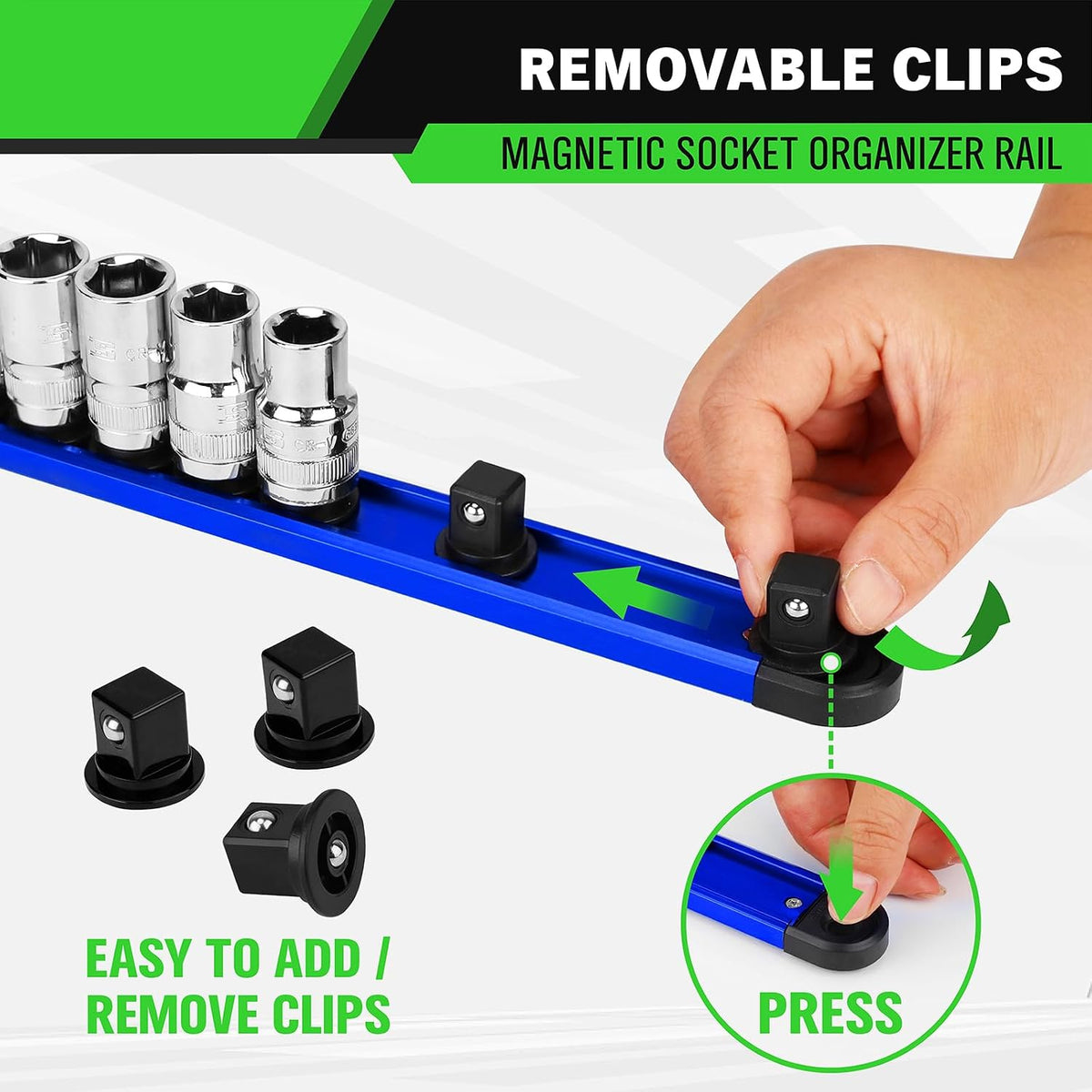8-Piece Magnetic Socket & Bit Organizer Kit, 1/4'' 3/8'' ...