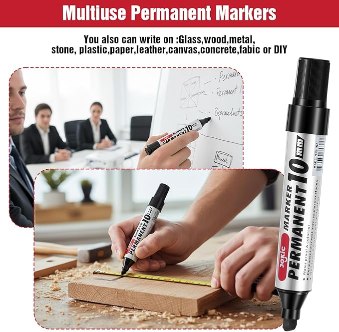 hidyuuoo 30 Pack Jumbo Size Permanent Markers Bulk Permanent Marker Set Chisel - Image 7