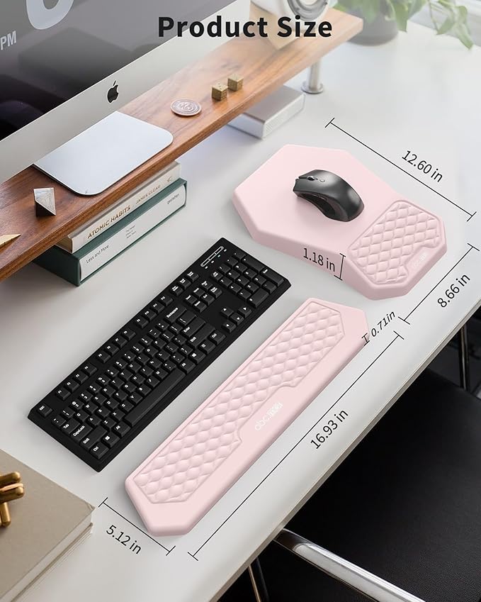Ergonomic Mouse Pad and Keyboard Wrist Rest Support Set, Massage Design Mousepad - Image 4