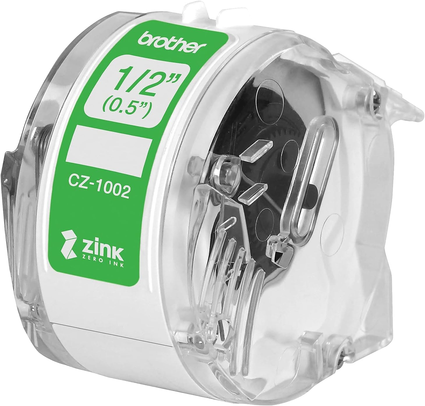 Brother Genuine CZ-1002 Continuous Length ½” (0.5”) 12mm Wide x 16.4 ft. (5 m) Long Label roll Featuring Zink Zero Ink Technology