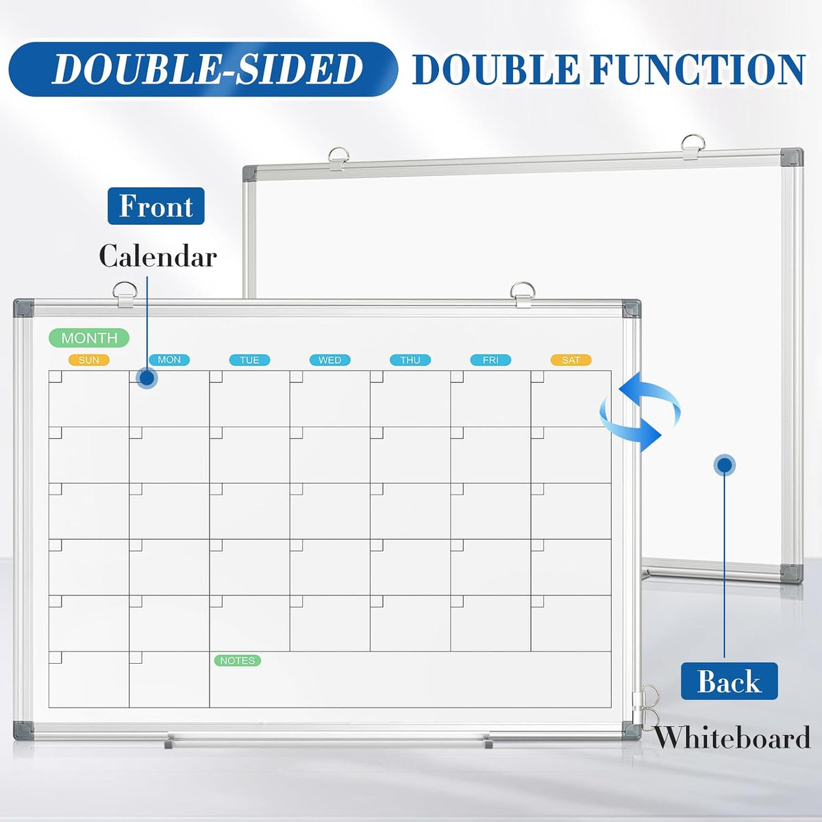 WALGLASS Dry Erase Calendar Whiteboard for Wall, 36" x 24" Silver F...