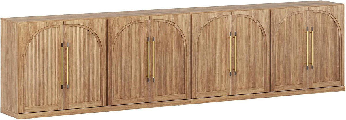 BELLEZE Set of 2 65" Sideboard Cabinet with Double-Arc Wood Doors, Large...