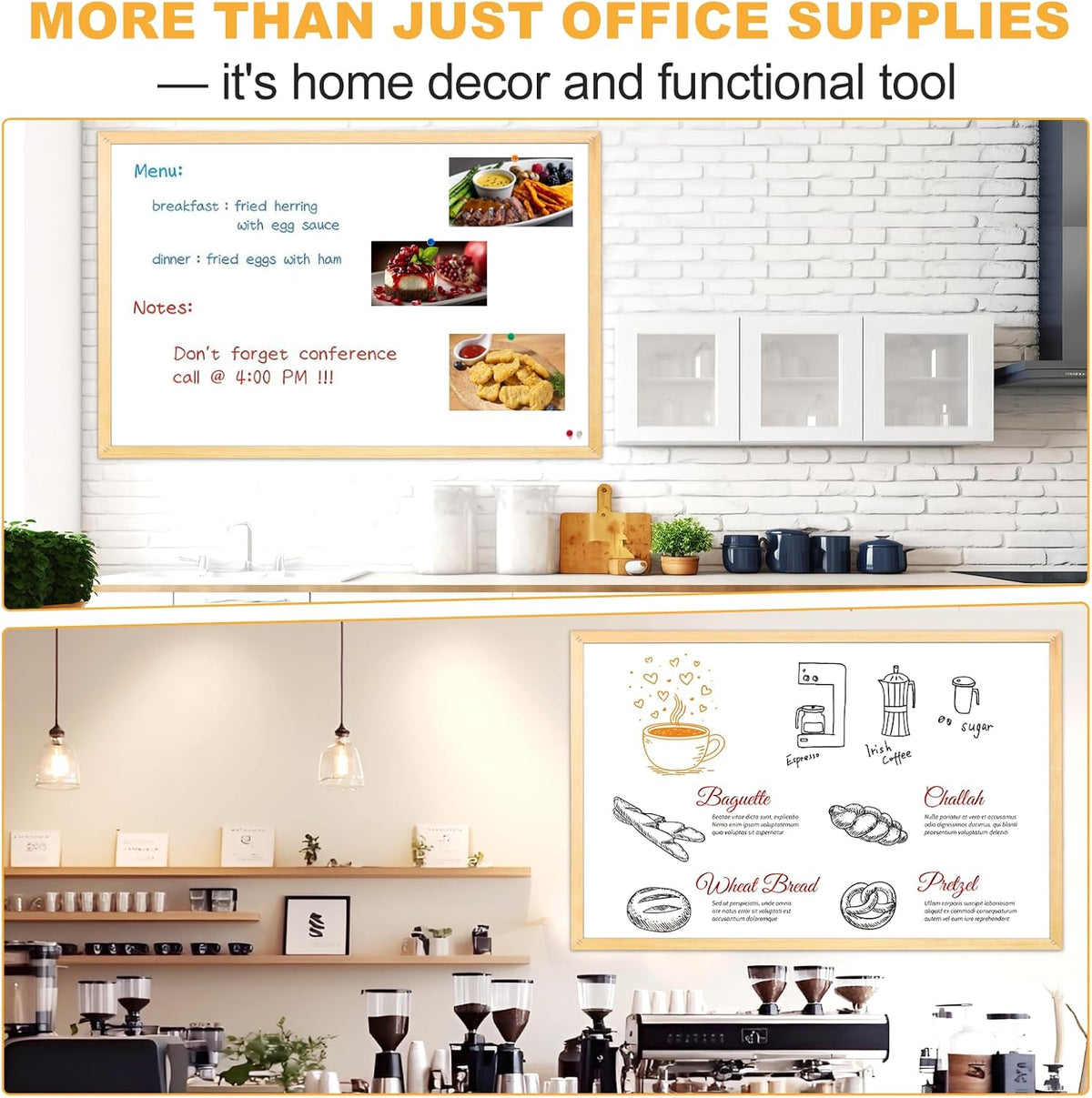 Magnetic Whiteboard 36"x24" Decorative Wood Frame Wall-Mounted