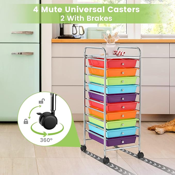 GLACER 10 Drawers Rolling Cart, Storage Cart - Image 4