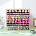 ohuhu bamboo marker organizer, wooden desktop storage holds, side view