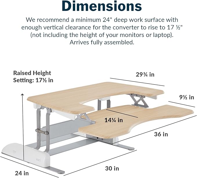 Vari VariDesk Pro Plus 36 Standing Desk Converter – 11 Height Settings + Spring - Image 2