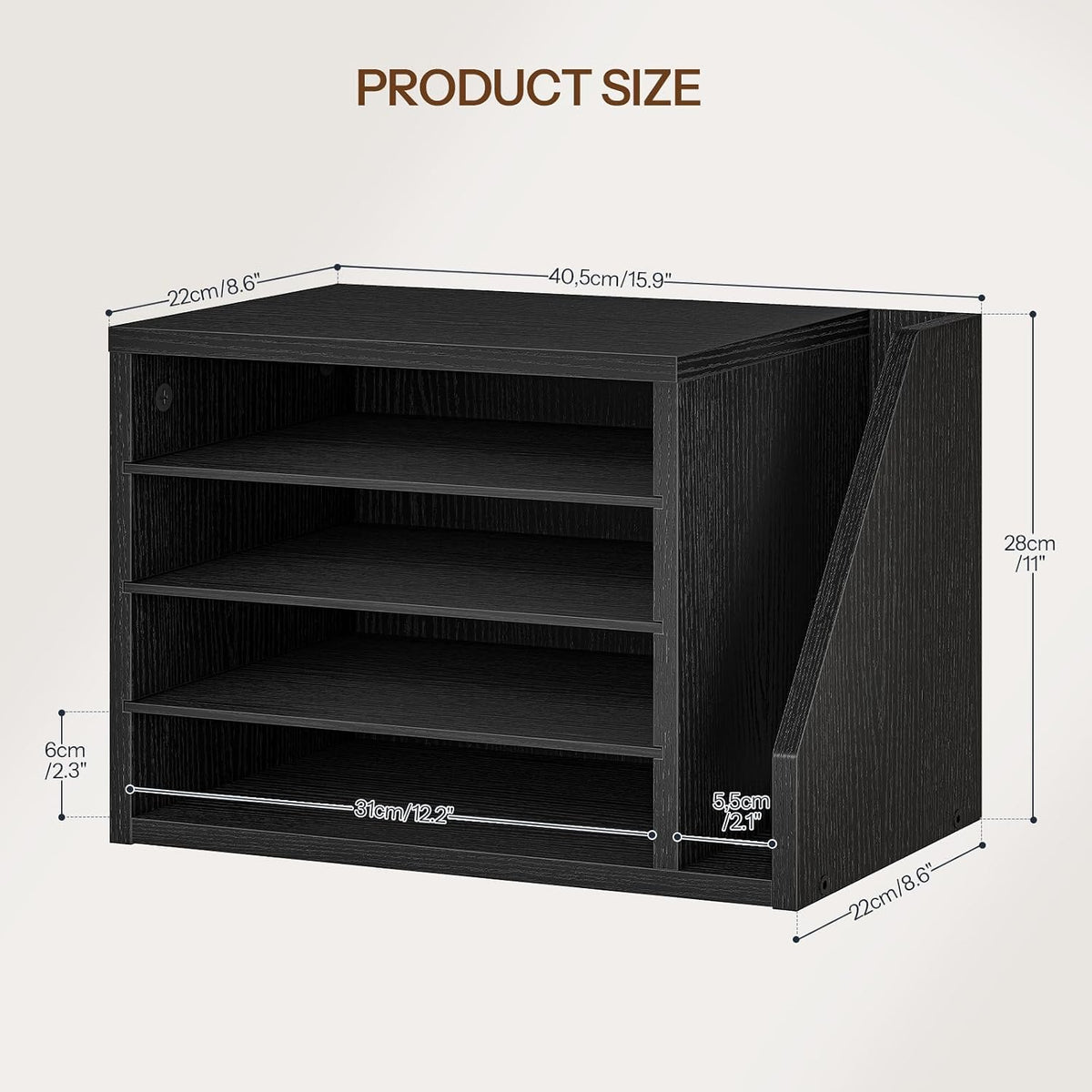 HOOBRO Mail Sorter, Literature Organizer with Adjustable Shelves, Paper Organ...