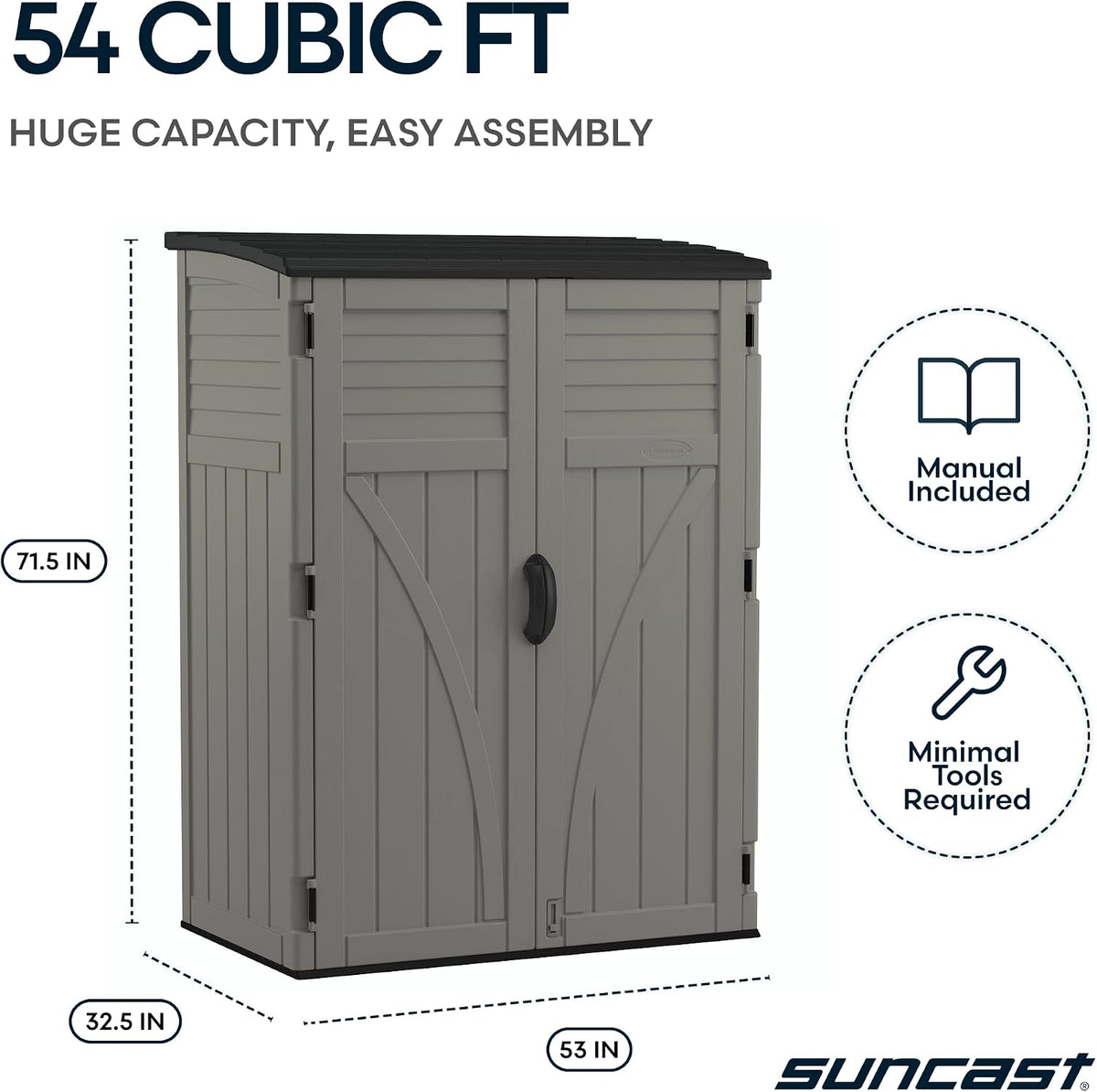 suncast 54 cu ft medium vertical storage shed, view 9
