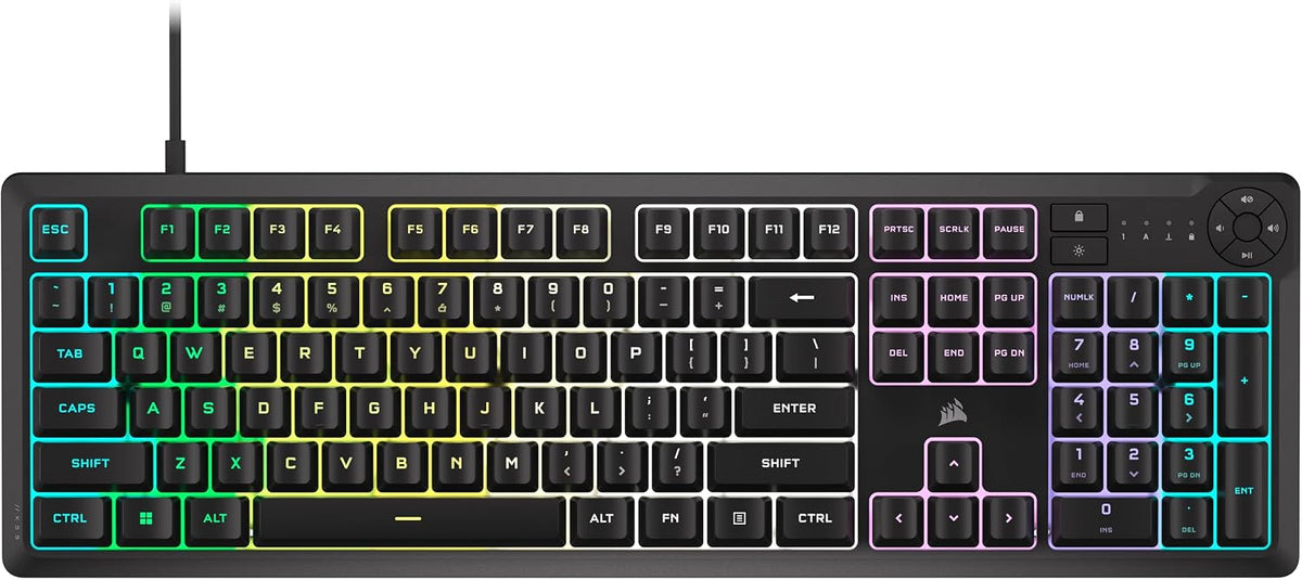 Corsair K55 CORE RGB Membrane Wired Gaming Keyboard – QWERTY US Layout – Quie...