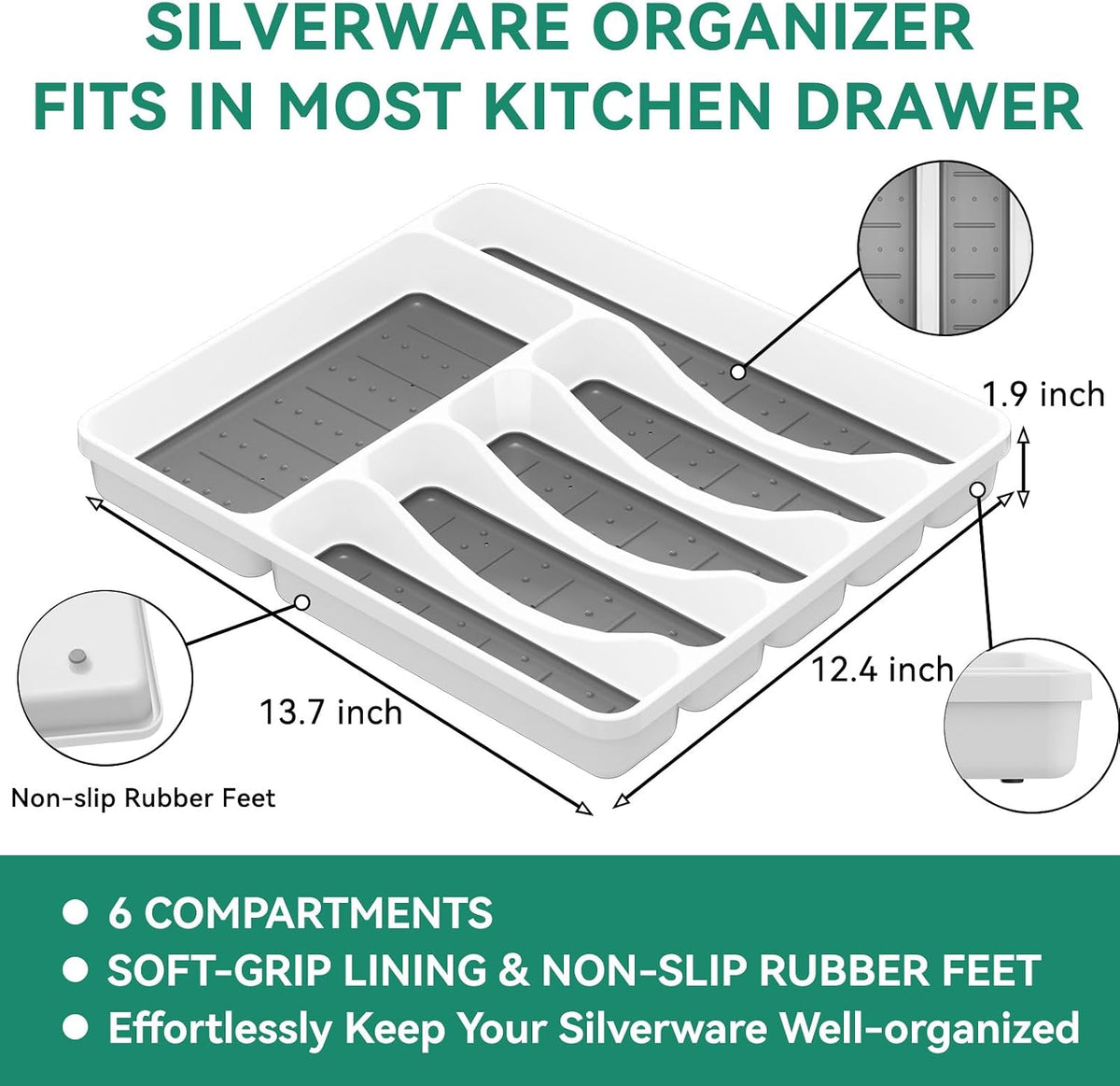 49PCS Silverware Set with Organizer, Stainless Steel Silverware for 8