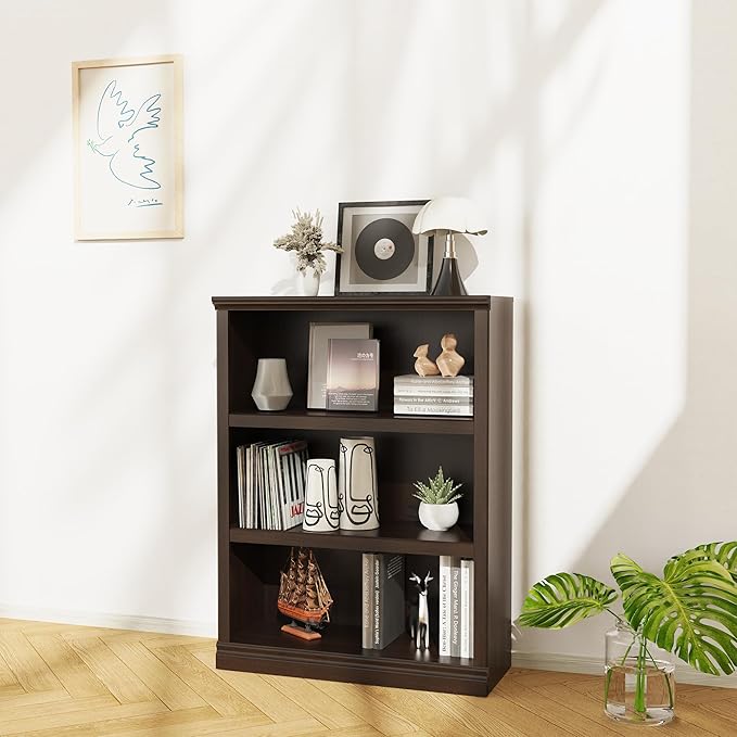 Bevfint 43 in Tall Bookcase, 3-Tier Bookshelf Open Storage, 33 inch Wide Floor - Image 2