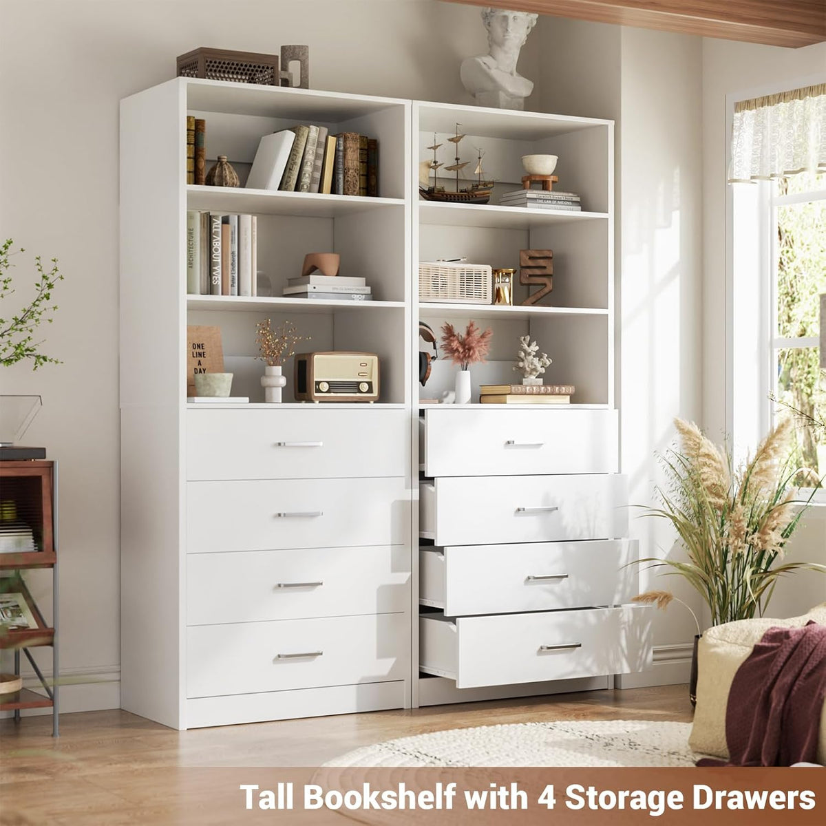 Aheaplus Closet Drawers System, 21.3" Wood Closet Organizer with 4 Drawers