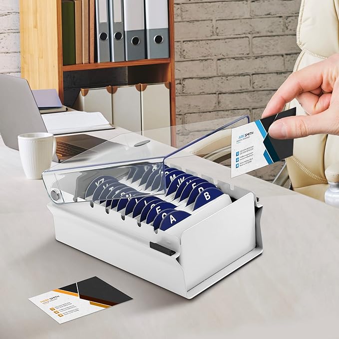Acrimet Index Business Card Size File Holder Organizer Box Metal Base Heavy Duty - Image 4